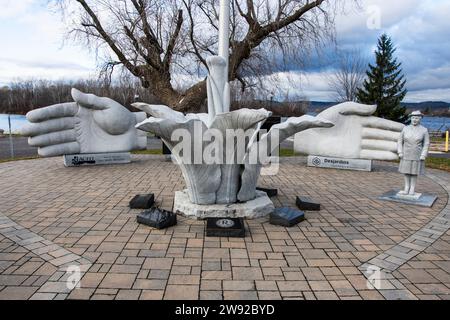 Francophone monument at Confederation Park in Hawkesbury, Ontario, Canada Stock Photo