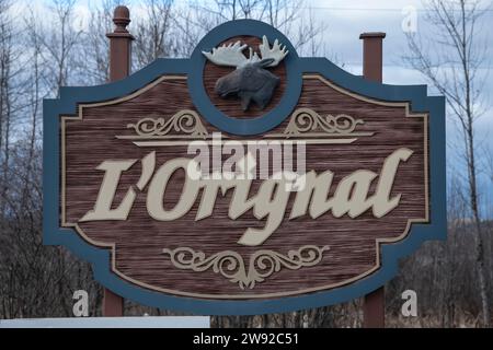 Welcome to L'Orignal sign in east Hawkesbury, Ontario, Canada Stock Photo