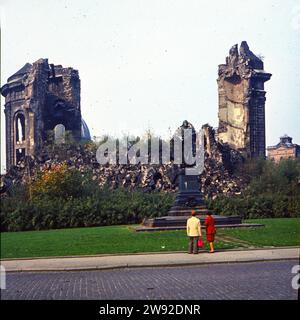 Rubble of the Dresden Frauenkirche by George Baehr, burnt out after the bombing raid of 13 February 1945 and collapsed on 15 February 1945. Date Stock Photo