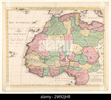 Map of North -West Africa, Guillaume Delisle, 1757 - 1774  Map of Northwest Africa, from Tripoli in the north to Gabon in the south. Amsterdam paper engraving maps of separate countries or regions Afrika. Maghreb Stock Photo