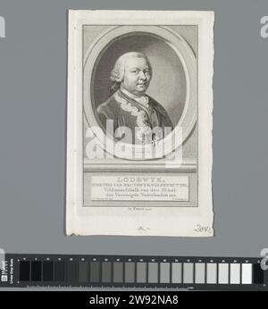 Portrait of Lodewijk van Brunswijk-Wolfenbüttel, Jacob Houbraken, After Aert Schouman, After Jean-Etienne Liotard, 1749-1759 print Portrait of Lodewijk in an oval. In a frame are name and titles. Amsterdam paper engraving Stock Photo