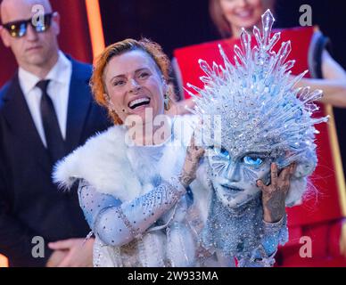 Cologne, Germany. 23rd Dec, 2023. Jennifer Weist, singer of the band Jennifer Rostock, is on stage as the unmasked character 'The Ice Princess' in the final of the ProSieben show 'The Masked Singer'. She won the 9th season. Credit: Rolf Vennenbernd/dpa/Alamy Live News Stock Photo