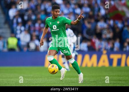 Abner Vinicius da Silva of Real Betis in action during the LaLiga EA Sports match between Real Sociedad and Real Betis Balompie at Reale Arena Stadium Stock Photo