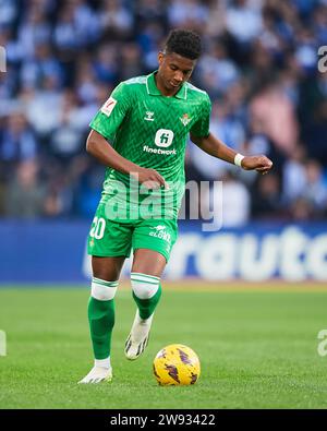Abner Vinicius da Silva of Real Betis in action during the LaLiga EA Sports match between Real Sociedad and Real Betis Balompie at Reale Arena Stadium Stock Photo