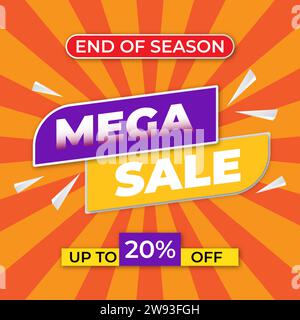 mega sale banner design. mega sale banner template. sale banner vector Stock Vector