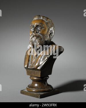 The French socialist politician Jean Jaurès, monogrammist HD (20th century), 1921 bust Bronze bust on the pedestal of the French socialist politician J. Jaurès. The man has a mustache and beard and wears a costume with tie. He looks slanted upwards. France bronze (metal)   France Stock Photo