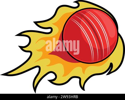 cricket ball on fire Stock Vector