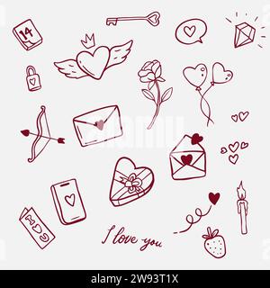 vector hand drawn doodle valentine's day element collection Stock Vector