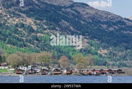 Ardlui hamlet village and caravan holiday park at Loch Lomond Stock Photo