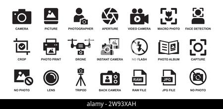 photography icon set. photography icon pack vector illustration Stock Vector