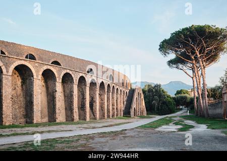 Naples, Italy - November 8 2023: The Amphitheatre of Pompeii is one of the oldest surviving Roman amphitheatres. It is located in the ancient Pompeii Stock Photo