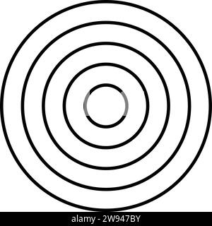 Concentric circle icon. Black and white circular rings. Sound wave, radar, target. Round line element. Abstract monochrome graphic. Vector Stock Vector