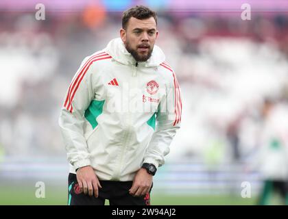 London, UK. 23rd Dec, 2023. Charlie Owen, Manchester United fitness coach during the Premier League match at the London Stadium, London. Picture credit should read: Paul Terry/Sportimage Credit: Sportimage Ltd/Alamy Live News Stock Photo