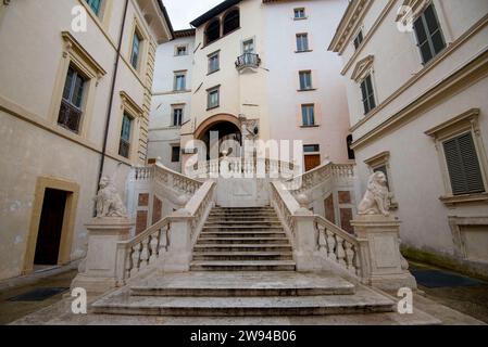 Piazza Pianciani Staircase - Spoleto - Italy Stock Photo