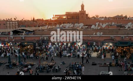 Marrakech Aerial shot of market in Marrakech, Morocco Stock Photo