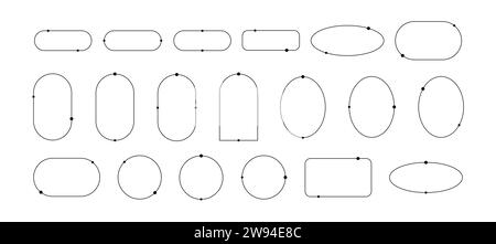 Aesthetic frames pack of y2k elements. Minimalistic linear templates for posters, posts and stories. Borders for social networks. Isolated vector illustration on white background. Stock Vector