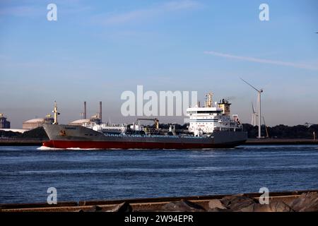 Oil tanker Barnbris is arriving at the port of Rotterdam in the Netherlands Stock Photo