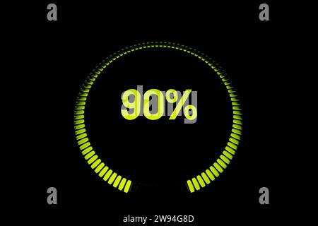 Energy meter, battery indicator and  charging progress with percentage 3D  template. Energy control measurement panel, car dashboard Stock Photo