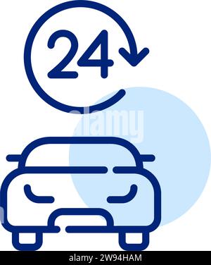 24 hour taxi service. Pixel perfect, editable stroke Stock Vector