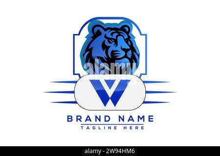W Tiger logo Blue Design. Vector logo design for business. Stock Vector
