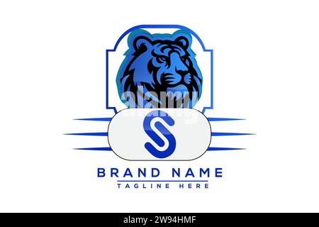 S Tiger logo Blue Design. Vector logo design for business. Stock Vector