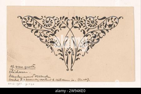 Triangular vignette with leaf motif, Reinier Willem Petrus de Vries (1874-1953), 1884 - 1952 drawing   paper. India ink (ink). deck paint pen foliage, tendrils, branches  ornament Stock Photo