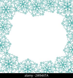 Frozen snowflake winter square pattern for card or invite. Vector abstract monochrome background in simple hand drawn style Stock Vector