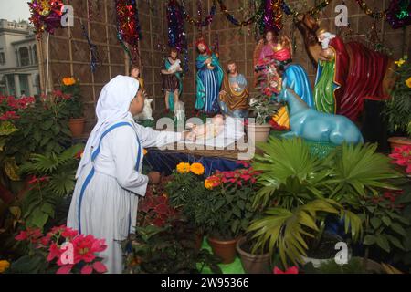 Dhaka Bangladesh 24 December 2023,Dhaka’s major hotels and Kakrail Church in Dhaka   preparing for Christmas, one of the largest Christian festivals o Stock Photo