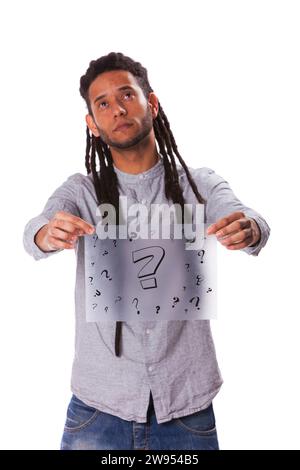 Rastafari youg man having many doubts Stock Photo