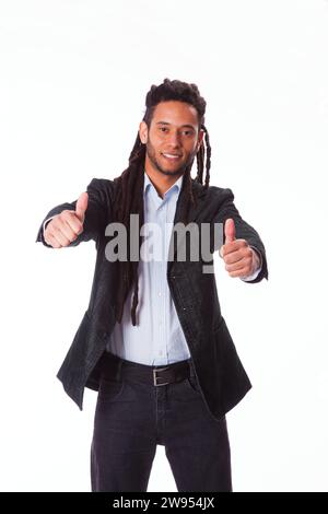 rastafari young man gesturing ok with his hand Stock Photo