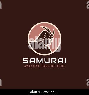Samurai logo vector illustration. Japanese warrior mascot emblem for game team. Stock Vector