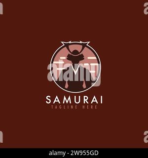 Samurai logo vector illustration. Japanese warrior mascot emblem for game team. Stock Vector