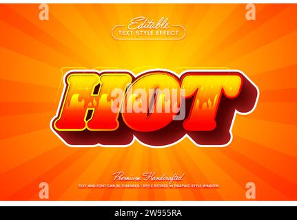 Red hot burning spicy editable 3D vector text style effect, suitable for creating eye-catching text graphics for digital and print media Stock Vector