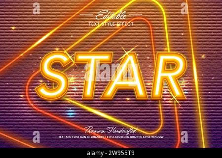 Shiny and glittering star editable 3D vector text style effect, suitable for creating eye-catching text graphics for digital and print media such as p Stock Vector