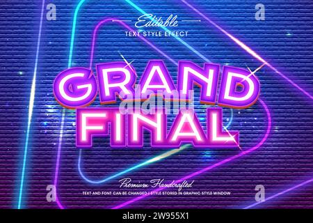 Glowing neon editable 3D vector text style effect, suitable for creating eye-catching text graphics for digital and print media such as posters, socia Stock Vector