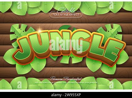 Tropical jungle editable 3D vector text style effect, suitable for creating eye-catching text graphics for digital and print media such as posters, so Stock Vector