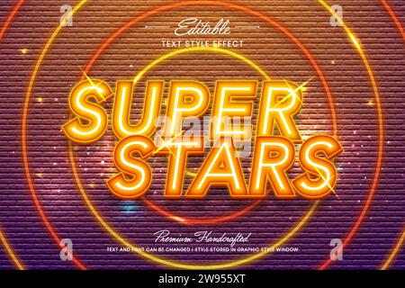 Shiny super star editable 3D vector text style effect, suitable for creating eye-catching text graphics for digital and print media such as posters, s Stock Vector