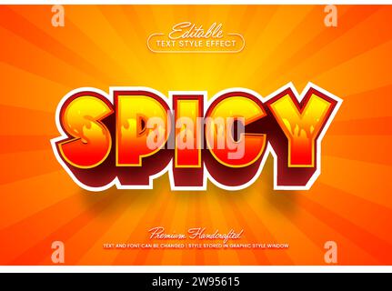 Red hot burning spicy editable 3D vector text style effect, suitable for creating eye-catching text graphics for digital and print media such as poste Stock Vector