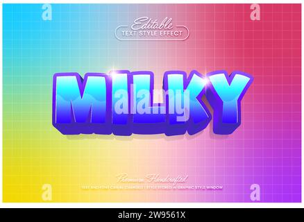 Milky blue editable 3D vector text style effect, suitable for creating eye-catching text graphics for digital and print media such as posters, social Stock Vector