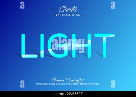Light and shadow editable 3D vector text style effect on gradient background, suitable for creating eye-catching text graphics for digital and print m Stock Vector