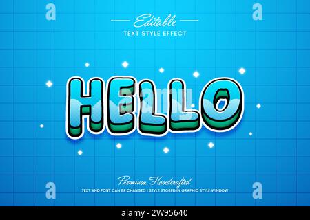 Hello title editable 3D vector text style effect, suitable for creating eye-catching text graphics for digital and print media such as posters, social Stock Vector
