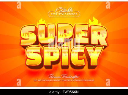 Red hot burning spicy editable 3D vector text style effect, suitable for creating eye-catching text graphics for digital and print media such as poste Stock Vector