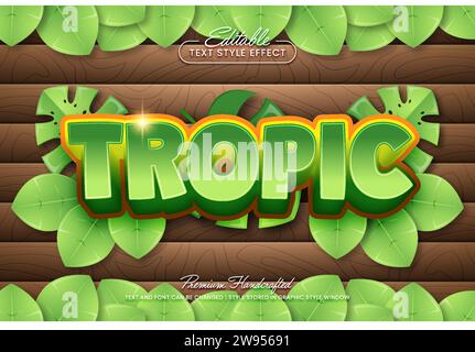 Tropical editable 3D vector text style effect, suitable for creating eye-catching text graphics for digital and print media such as posters, social me Stock Vector
