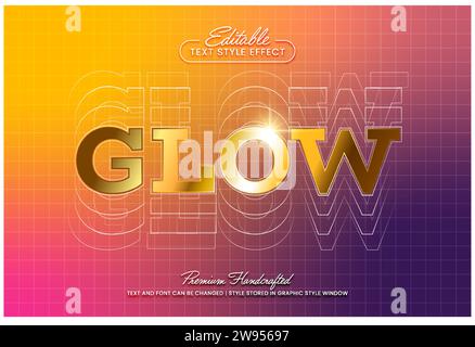 Shiny glow gold editable 3D vector text style effect, suitable for creating eye-catching text graphics for digital and print media Stock Vector