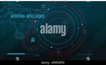 Artificial intelligence computing technology is used to create virtual infographics. Stock Vector