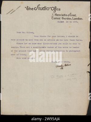 Letter to Philip Zilcken, 1900 letter Letter contains handwritten text ...