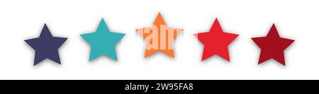 Retro 5 star icon. Customer feedback concept. Vector 5 token points stars rating review. Quality shape design. Vector five stars. Stock Vector