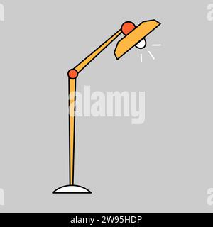 Table desk or floor lamp in flat outline style. Reading light in cartoon style. Vector clipart icon. Stock Vector