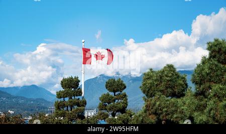 Canadian flag in downtown Stock Photo