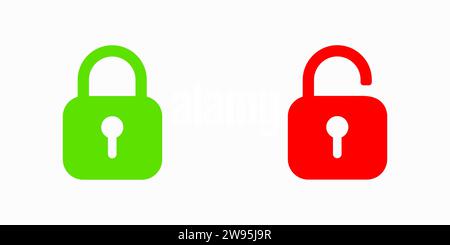 Lock and unlock padlock icons. Vector sign illustration. Stock Vector
